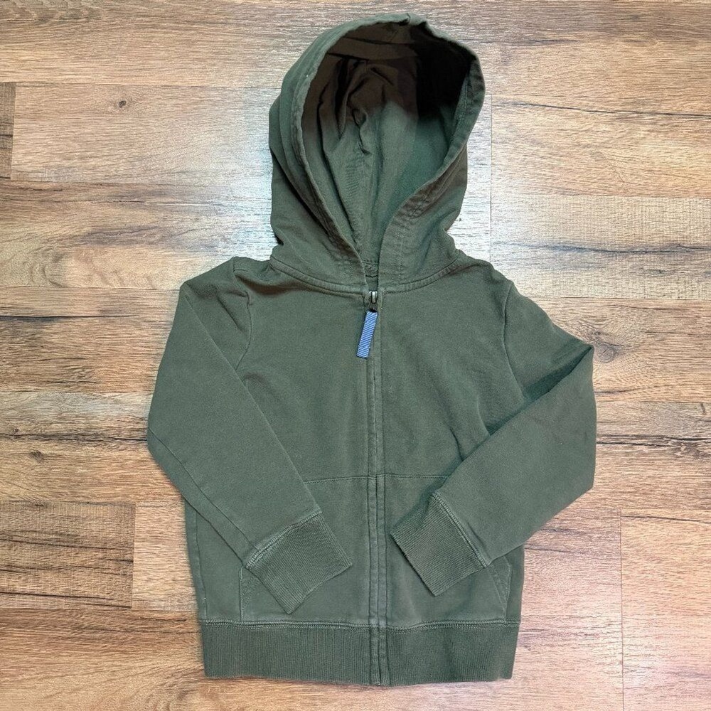PRIMARY Kid's Zip Hoody Olive Green Size 2-3 Toddler Cotton Unisex Sweatshirt